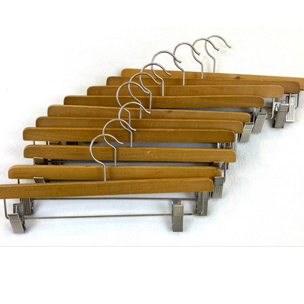 Wooden Hangers with Clip Pants Skirts Adjustable Lands' End